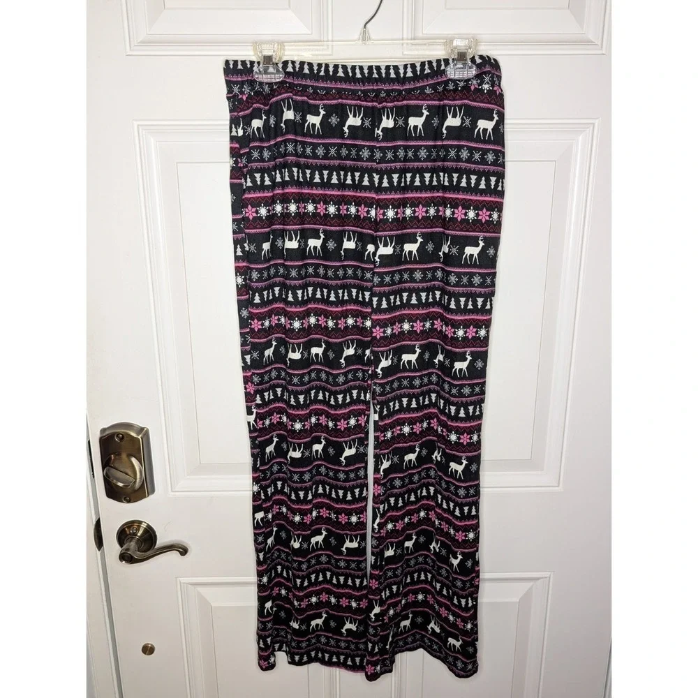Muk Luks Women's 3 Piece Ribbed Knit Pajama Dancing Deer Size Medium NEW